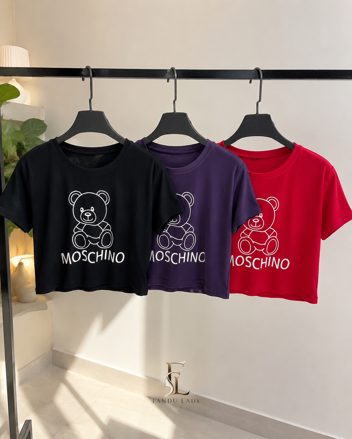 کراپ زنانه طرح خرسMOSCHINO  پینترستی سوپرپنبه